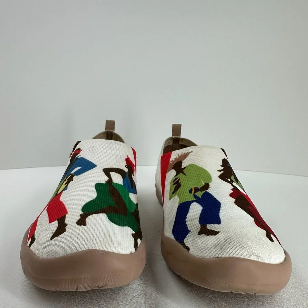 UIN Dance Up Toledo Art Painted Loafers Size 7 Canvas Slip On Flat Sneaker Cream - Picture 5 of 13